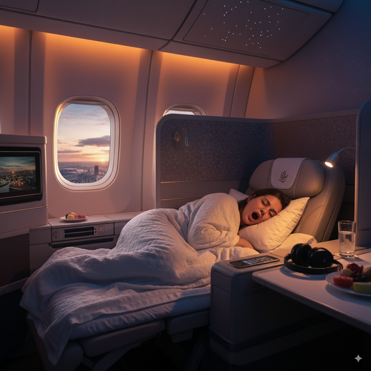 A person snoring on an airplane