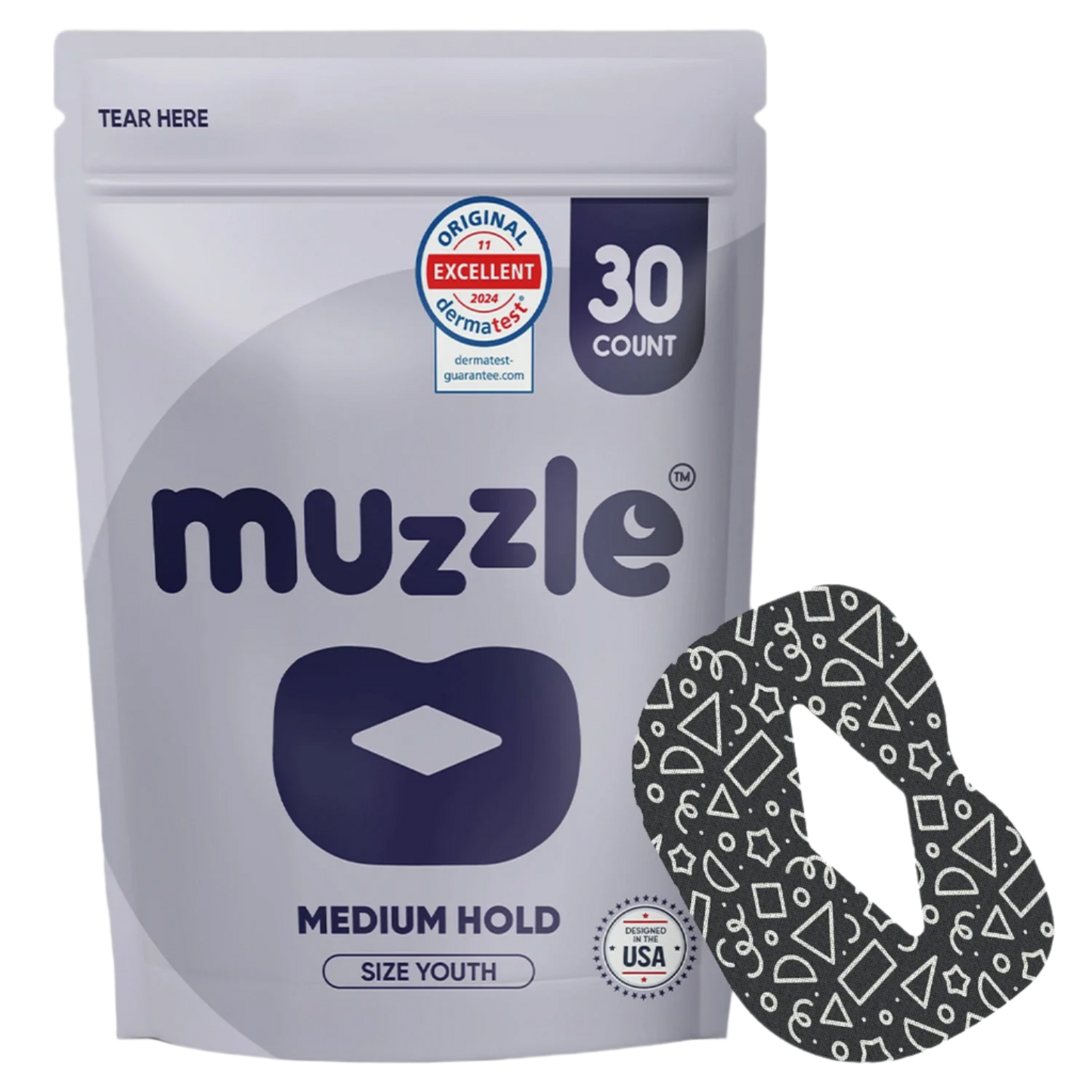 Muzzle® Mouth Tape for Youth (Medium Hold) – 30 Count