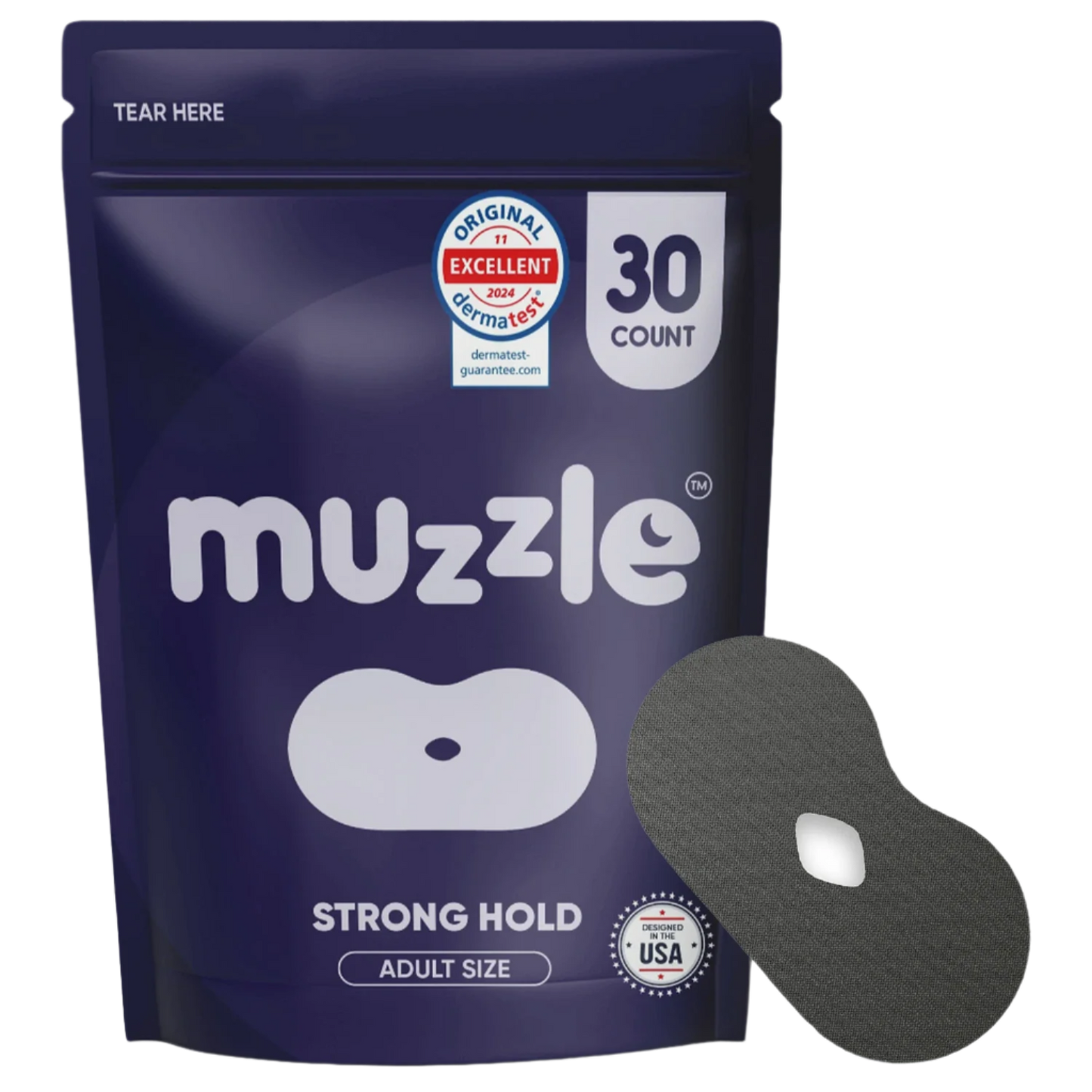 Muzzle® Mouth Tape for Adults (Strong Hold) – 30 Count