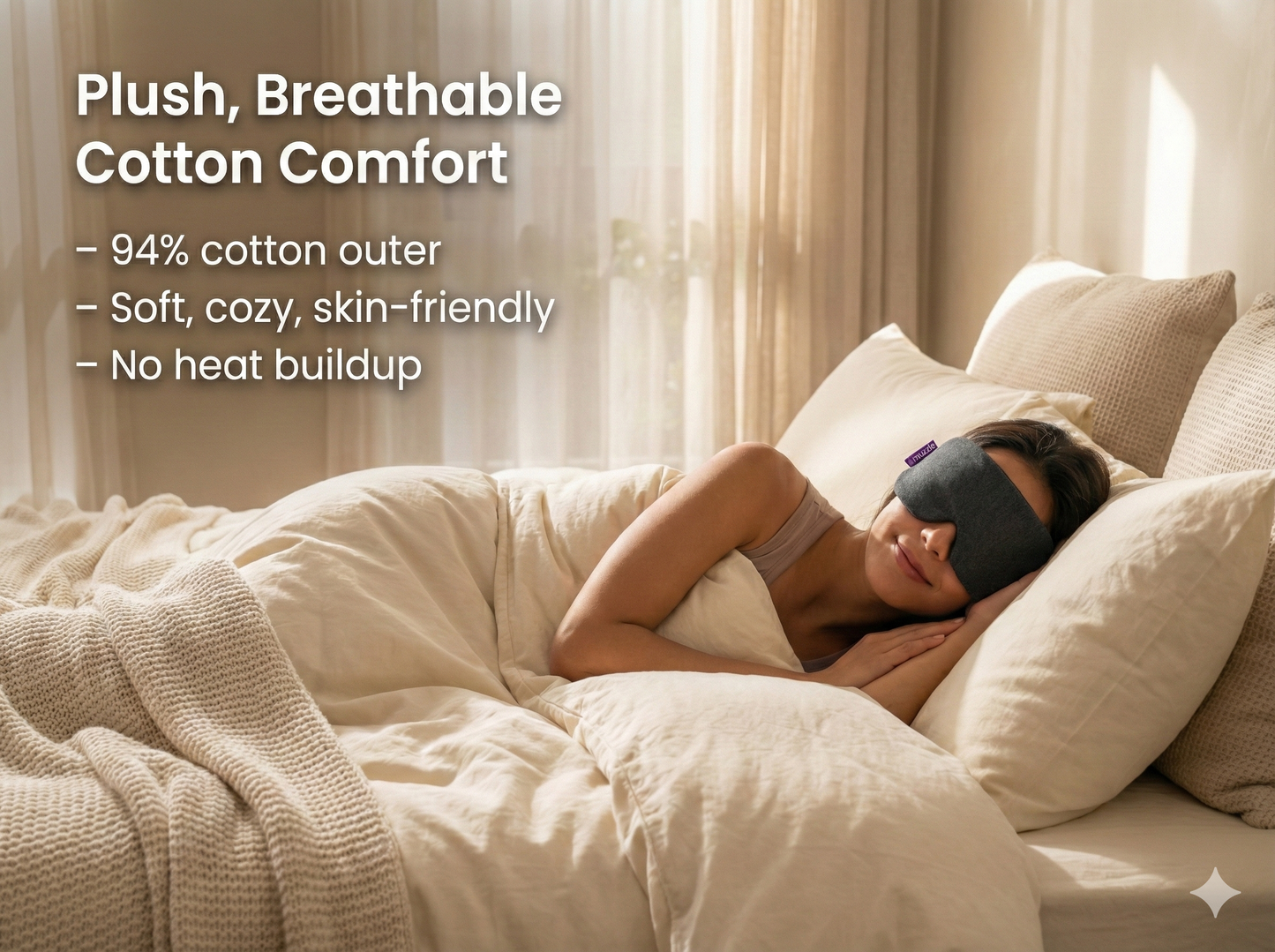 Muzzle Cerrene™ Sleep Mask – Plush, Ultra-Comfortable Blackout Eye Mask for Deep Sleep & Relaxation