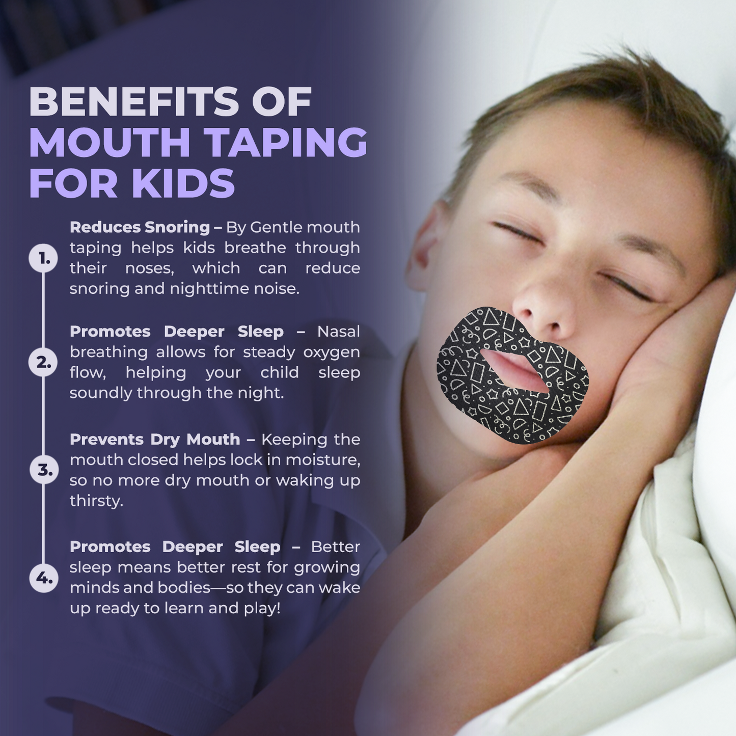 Muzzle® Mouth Tape for Youth (Medium Hold) – 30 Count