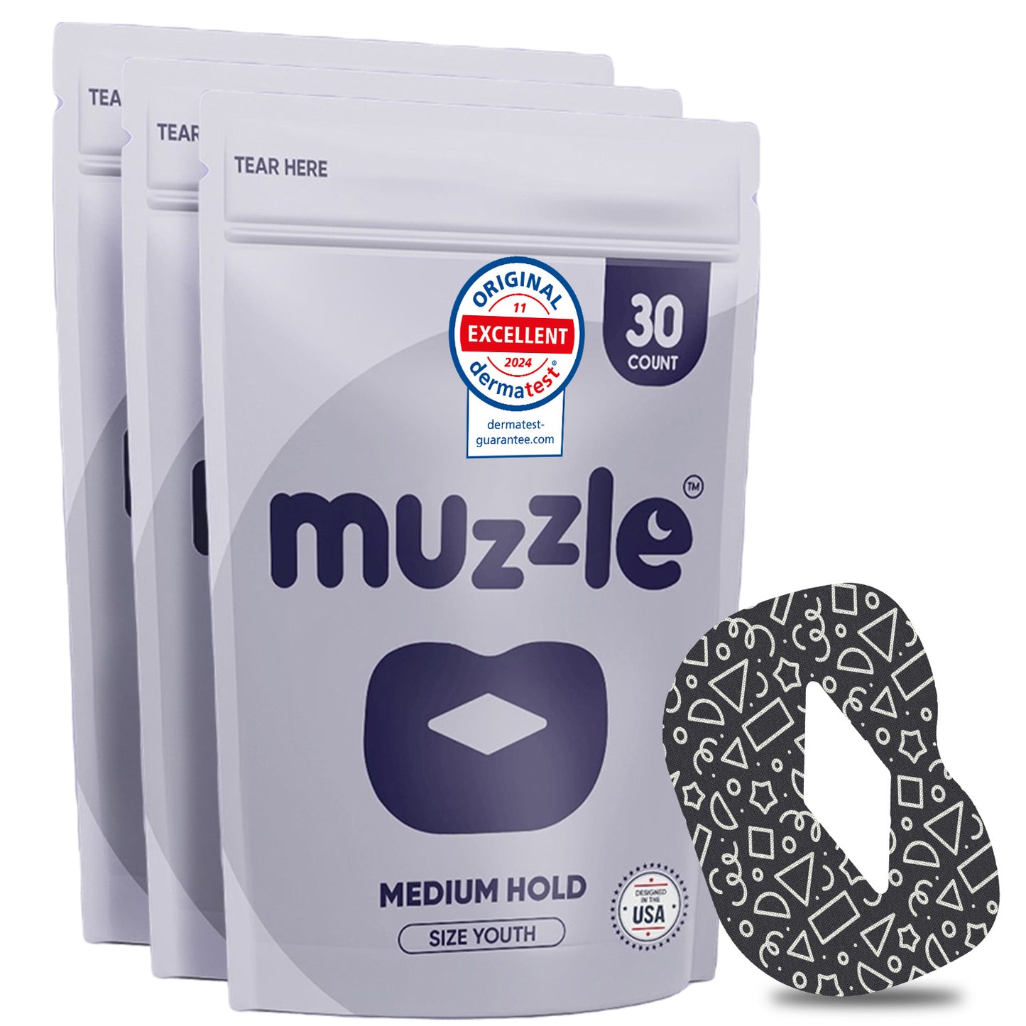 Muzzle® Mouth Tape for Youth (Medium Hold) – 30 Count