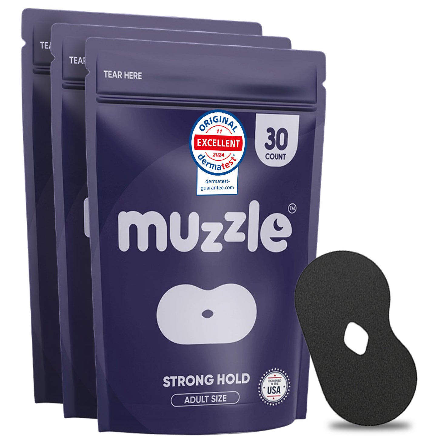 Muzzle® Mouth Tape for Adults (Strong Hold) – 30 Count