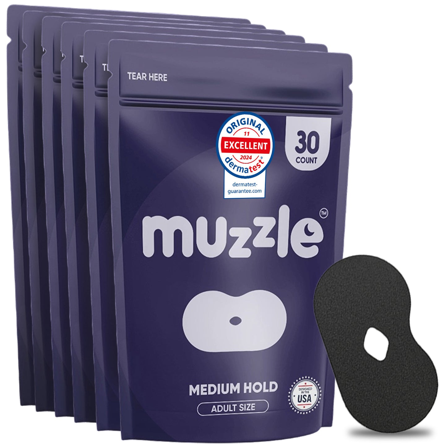 Muzzle® Mouth Tape for Adults (Medium Hold) – 30 Count