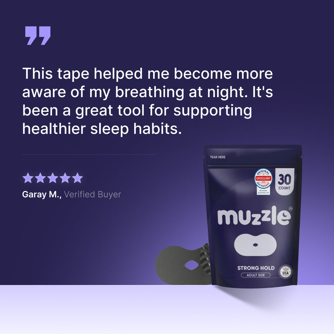 Muzzle® Mouth Tape for Adults (Medium Hold)