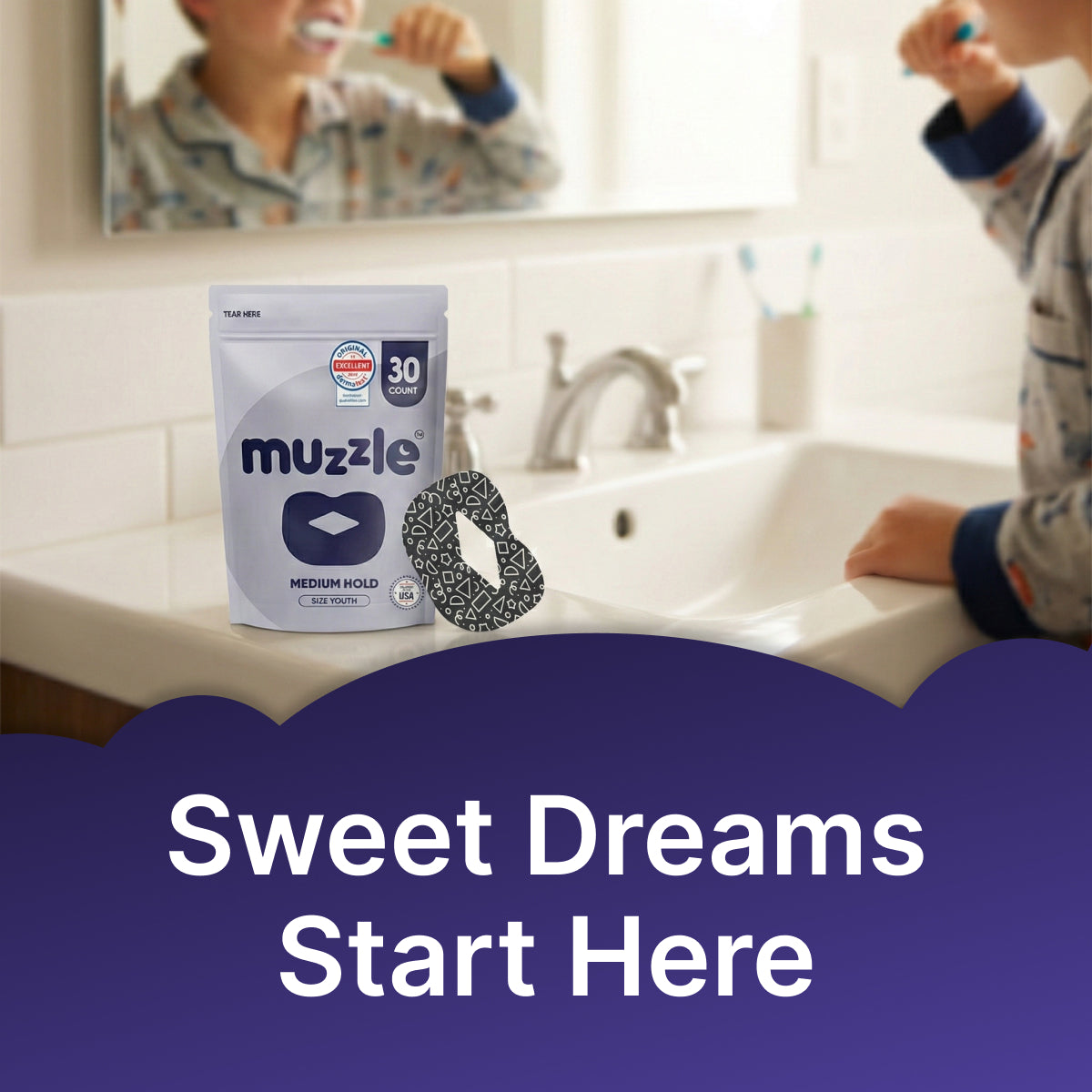 Muzzle® Mouth Tape For Youth (Medium Hold)