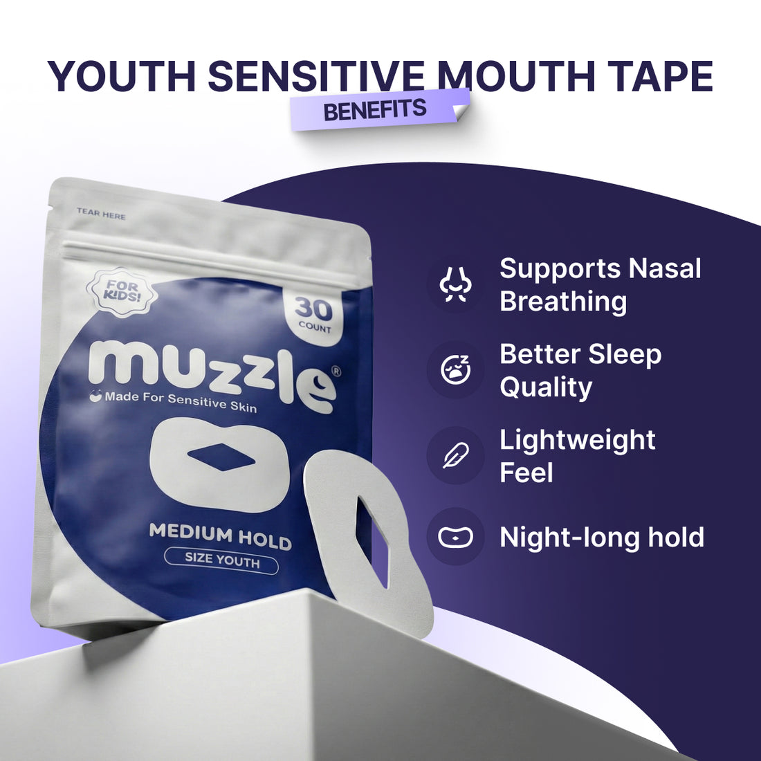 Muzzle® Mouth Tape For Kids (Extra Sensitive)