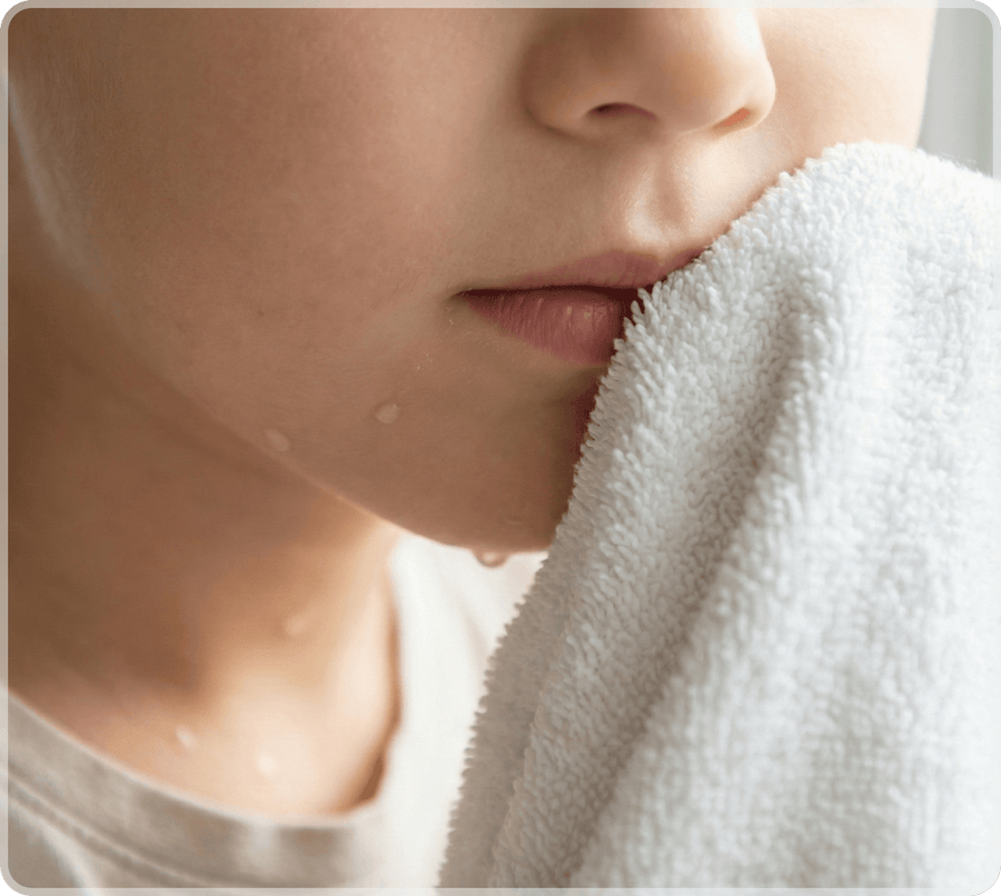 Make sure your childs face and lips are completely dry (no lotion, no lip balm).